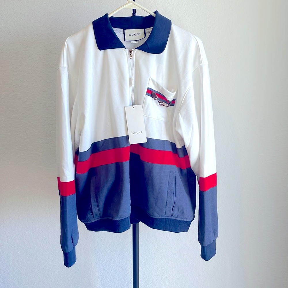 Gucci
Horsebit-detail striped-panel zipped sweatshirt Set